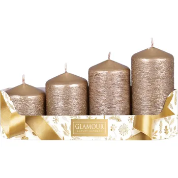 Svíčka Nohel Garden Svíčky adventní STUPŇOVITÉ TAURUS d5x6/7,5/9/10,5cm 4ks - měděná