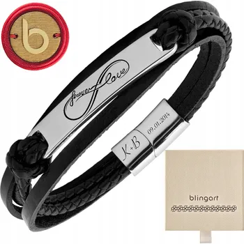 Náramek Dámský kožený náramek s gravírováním pletený