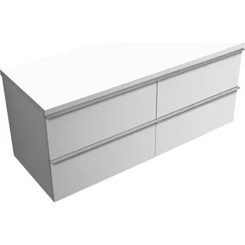 Koupelnový nábytek CERANO - Koupelnová skříňka pod umyvadlo s úchytkou/deskou pod umyvadlo Velora - 36 mm - bílá matná, chromová úchytka - 138x53x45,2 cm