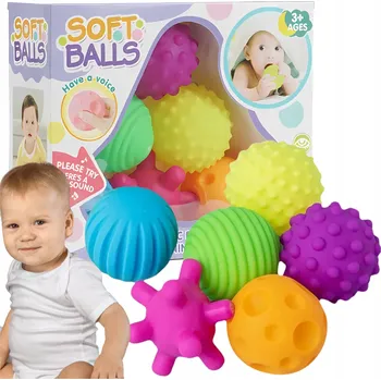 Barevné Měkké Míčky Senzorické Hračky 6 ks