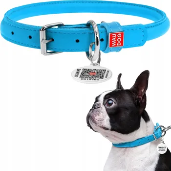 Obojek pro psa Kožený kulatý obojek, modrý, velikost XL, 53-63 cm, 13 mm