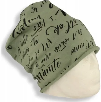 Čepice Dámská tenká italská bavlněná Čepice beanie s nápisy, bavlna , s motivem šmoulinky