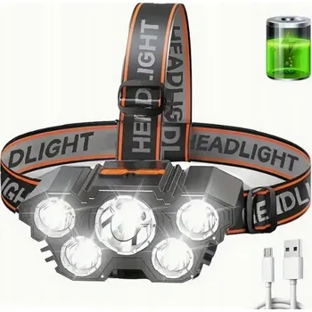Čelovka ČELOVKA ČELOVKA AKUMULÁTOROVÁ 5x LED VÝKONNÁ NA HLAVU REŽIMY LED