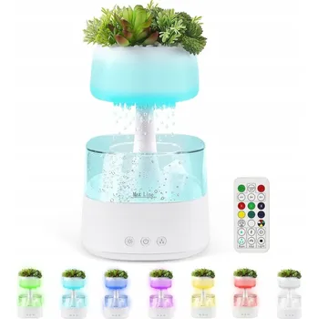 Zvlhčovač vzduchu ZVLHČOVAČ VZDUCHU DEŠŤOVÝ MRAK S DÁLKOVÝM OVLÁDÁNÍM 450 ML SE 7 BARVAMI LED SVĚTLA TICHÝ