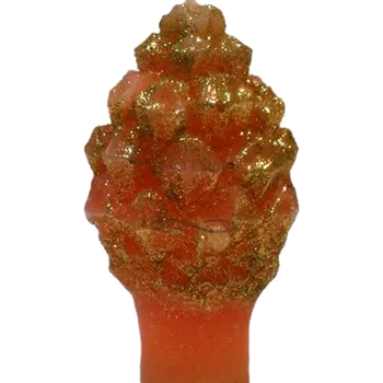 Svíčka Svíčka Šiška zlaté třpytky oranžová – ručně vyráběná vánoční ...