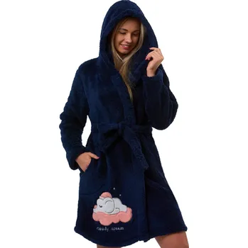 Dámský župan Župan dámský, tmavě modrý, s kapucí a motivem spícího slona 1Z1736 modrá s