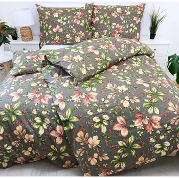 Povlečení Krepové povlečení Podzim šedohnědý Zapínání: zip, Velikost polštáře: 70x90, Velikost přikrývky: 140x220