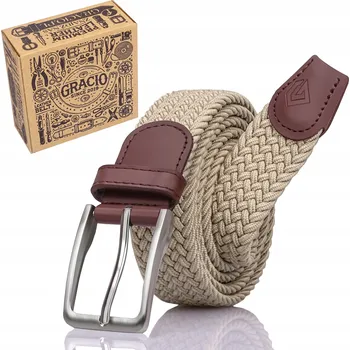 Opasek Pásek Pánský Elastický Pletený Béžový GRACIO Nastavitelný Bez dírek
