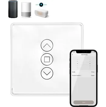 vypínač DOTYKOVÝ WiFi SPÍNAČ SKLENĚNÝ OVLADAČ PRO ROLETY DO TUYA BÍLÝ