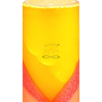 Svíčka Válec žlutý s kruhovým dekorem – ručně vyráběná mistrovská pr...