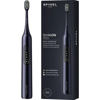Elektrický zubní kartáček Sonický Kartáček na zuby SPINEL CARE SmileOn PRO Černý 3 režimy + AI