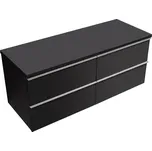 CERANO - Koupelnová skříňka pod umyvadlo s úchytkou/deskou pod umyvadlo Velora - 36 mm - černá matná, chromová úchytka - 158x53x45,2 cm