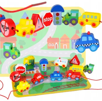 ostatní stavebnice Dřevěné závitové Stavebnice , deska, auta vozidla