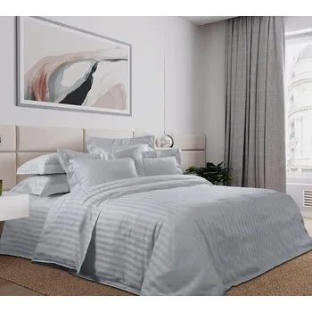 Povlečení Sada povlečení 4dílná bavlněný satén Optic White s proužky 200x220 cm