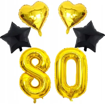 Balónek VELKÉ FÓLIOVÉ BALÓNKY K VÝROČÍ, NAROZENINÁM, OSLAVĚ - ČÍSLICE 80 ZLATÉ, 80 cm