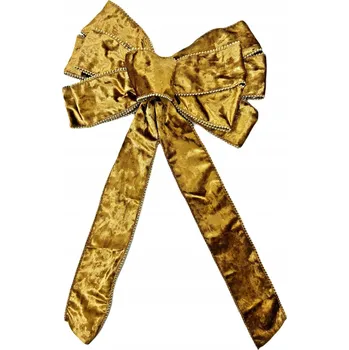 Vánoční dekorace Vánoční Mašle zlatá sametová dekorace glamour dekorace dekorace na dveře 50X26