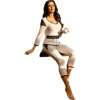 Dámské pyžamo Róża dámské pyžamo s viskózou, bílé, velikost L/XL