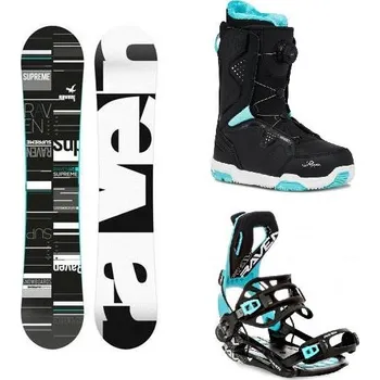 Snowboard Raven Supreme black/mint snowboard + Raven Fastec FT360 black/mint vázání + Raven Galla mint MOZ boty 151 cm + S (EU 35-40) + DÁREK + Doprava ZDARMA