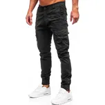 PÁNSKÉ LÁTKOVÉ KALHOTY JOGGERY KAPSÁČE ČERNÉ 2233 DENLEY_38/2XL