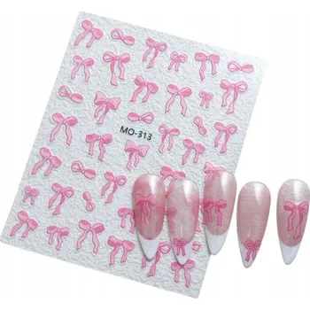 samolepka Samolepky na nehty Růžové Stužky Mašličky S194