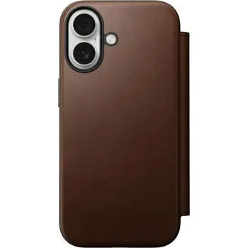 Náhradní kryt pro mobilní telefon Kryt pro iPhone 17 Nomad Modern Leather Folio - hnědý