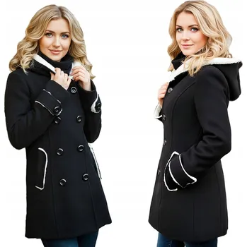 Podprsenka ITALSKÝ KABÁT SE S KAPUCÍ ZIMNÍ PŘECHODNÝ TEPLÝ S KOŽÍŠKEM 3XL