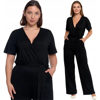 Dámské pyžamo ELEGANTNÍ DÁMSKÝ KOMBINEZON KRÁTKÝ RUKÁV DLOUHÉ NOHAVICE HLADKÝ MORAJ - S