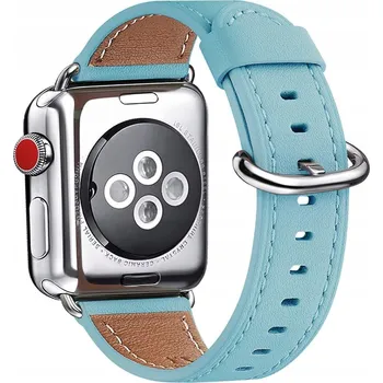 Řemínek na hodinky ŘEMÍNEK PRO APPLE WATCH 1/2/3/4/5/6/7/8/9/10/SE 42/44/45/46mm MODRÝ KOŽENÝ
