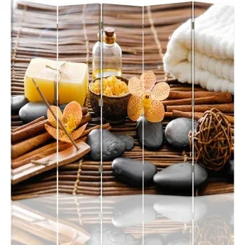 Paraván Feeby Paraván Pěti-dílný Pokojový Oboustranný Plátěný Paraván s Motivem Spa (1373112401087)