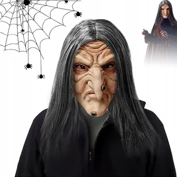 Karnevalová maska Maska na obličej HALLOWEENSKÁ MASKA STRAŠIDELNÁ ČARODĚJNICE latex