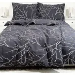 Krepové povlečení Větvičky šedé Zapínání: zip, Velikost polštáře: 50x70, Velikost přikrývky: 140x240