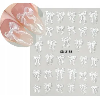 samolepka Samolepky na nehty Bílé Stužky Mašličky S182