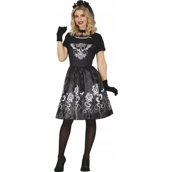 Karnevalový kostým KOSTÝM GOTICKÁ TANEČNICE GOTIKA LEBKY KVĚTINY L