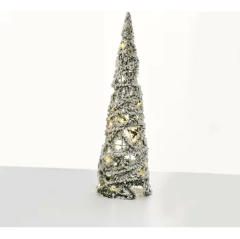 Vánoční světelná dekorace ACA Lighting zelený jehličnatý kuželový strom 30 mini WW LED na baterie 3xAA, IP20 pr.15x60cm X113011312