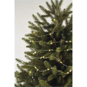 Bytová dekorace EMOS LED vánoční řetěz stříbrný – hvězdičky, 1,9 m, 2x AA, vnitřní, teplá bílá, časovač DCGW07