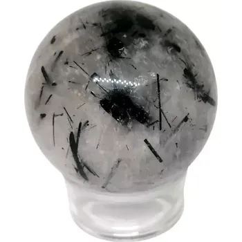 Přírodní kámen Křišťál s turmalínem – koule 4,4 cm | Přírodní minerál (úžasná)