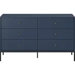 Komoda Mono II 154 cm se zásuvkami modrá/černá