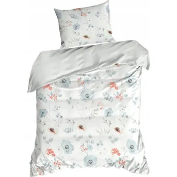 Povlečení POVLEČENÍ D91 INES 140 X 200 CM BÍLÉ S KVĚTINAMI