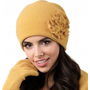 Pokrývka hlavy Kamea Andora medová univerzální velikost zimní vlněná ČEPICE