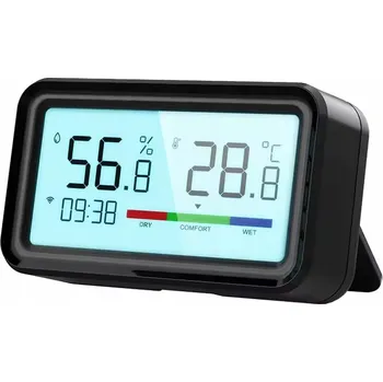 Teploměr Vlhkoměr WiFi TUYA Senzor s Podsvíceným LCD USB-C černý