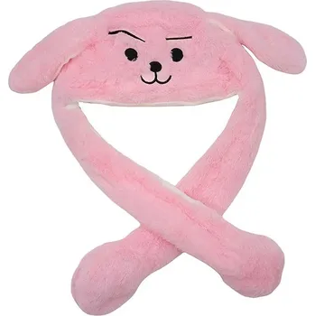 Čepice EXCELLENT Plyšová čepice s pohyblivýma ušima - růžová příšerka