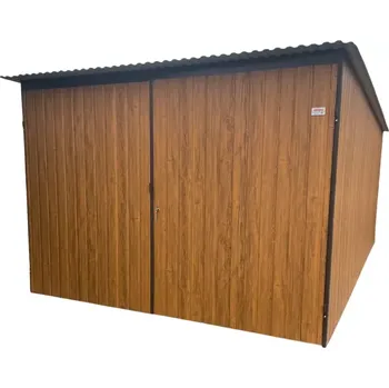 Zahradní stavba 74.Plechová garáž 3×3 zlatý dub