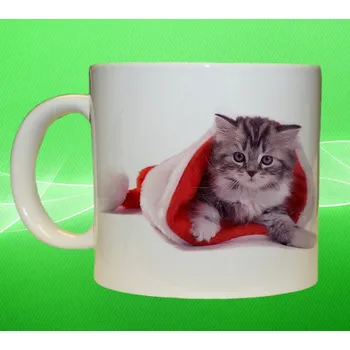 Vánoční hrnek kočička objem 550 ml (Hrneček s vánočním motivem Veselé vánoce)