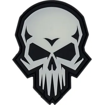 Nášivka Nášivka PSYCHO SKULL GLOW velcro 3D PVC