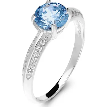 Prsten Zlatokov Zlatý prsten z bílého zlata a blue topazem Ema Velikost a váha prstenu: 54 (váha 2,23g)