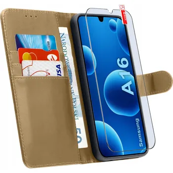 Pouzdro na mobilní telefon Flipové pouzdro KrainaGSM pro Samsung Galaxy A16 zlaté
