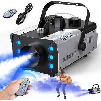 Osvětlovací technika VÝROBNÍK MLHY 1200W RGB 6 BAREV S DÁLKOVÝM OVLÁDÁNÍM VELKÝ OBJEM MLHY PRO KLUBY