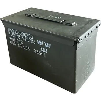 Úložný box Vojenská kovová bedna na munici cal.50 použitá