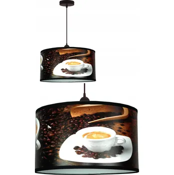 ZÁVĚSNÁ LAMPA KÁVA 90 cm STÍNIDLO S POTISKEM KUCHYNĚ KAVÁRNA JÍDELNA