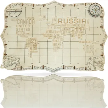 Obraz WOODEN.CITY Mapa světa s nápisy - 3D puzzle